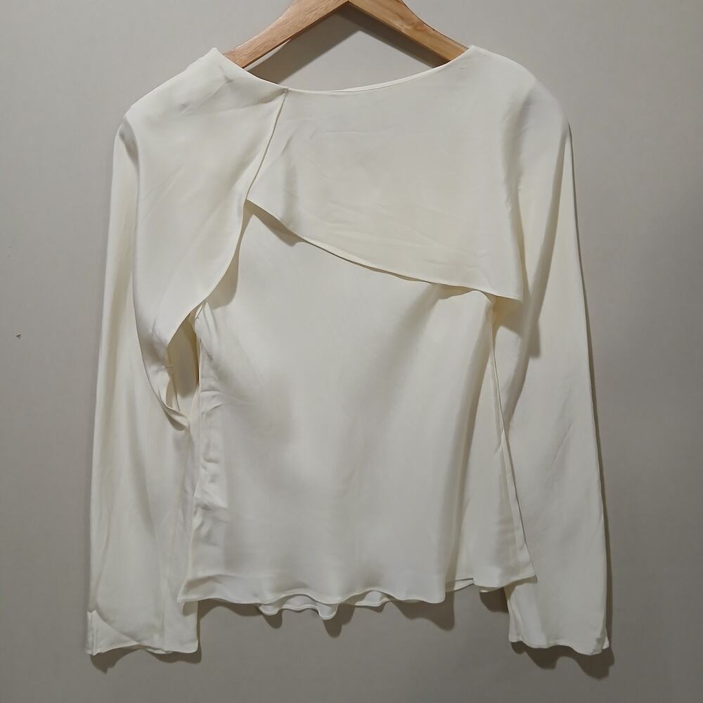 Lilysilk Blouse Womens 6 Ivory 100% Mulberry Silk Drape Ring Neck Top NWT - Picture 14 of 14